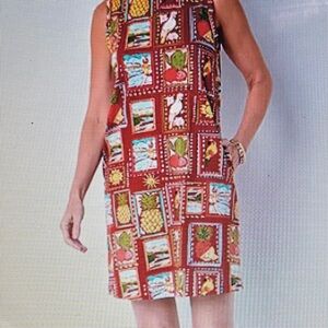 St. John's Bay Red Tropical Print Mini Dress